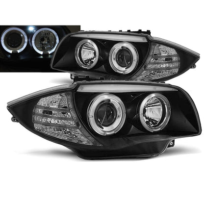 Scheinwerfer Angel Eyes Schwarz passend für BMW 1 E87/E81/82/88 04-11