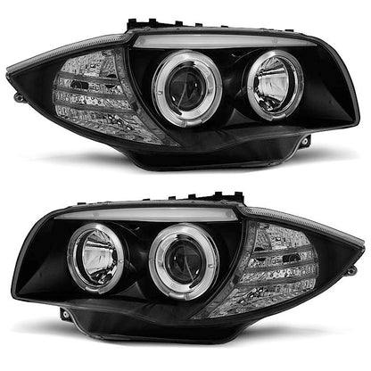 Scheinwerfer Angel Eyes Schwarz passend für BMW 1 E87/E81/82/88 04-11