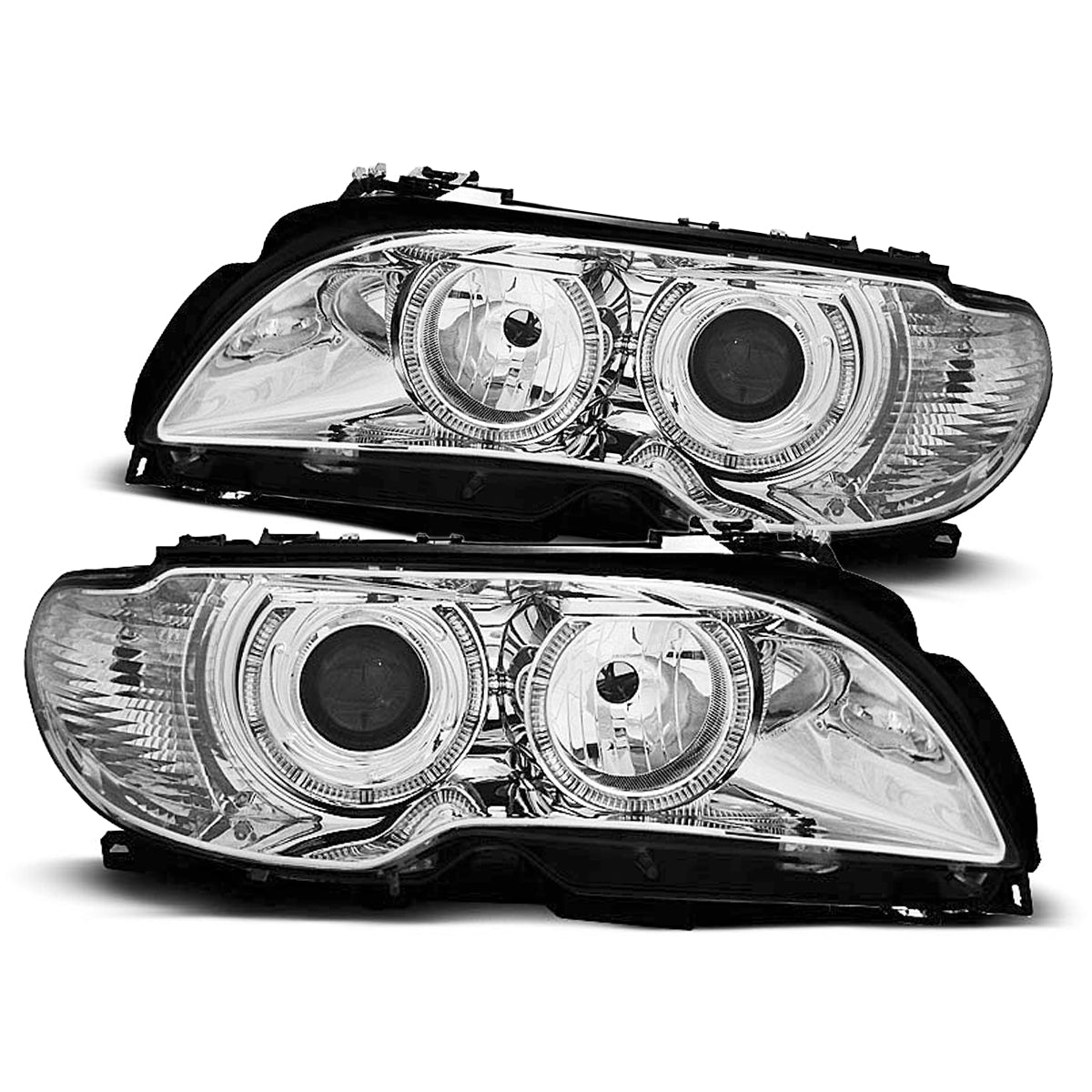 Scheinwerfer Angel Eyes Chrom passend für BMW E46 04.03-06 Coupé Cabrio