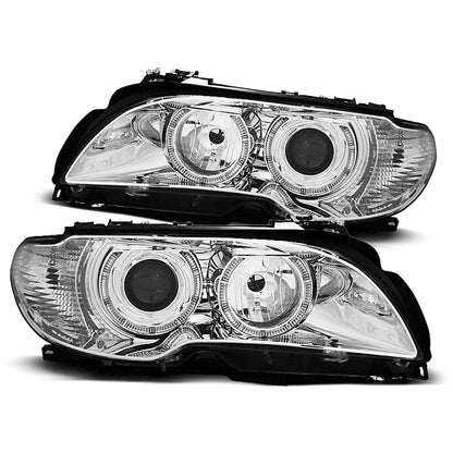 Scheinwerfer Angel Eyes Chrom passend für BMW E46 04.03-06 Coupé Cabrio