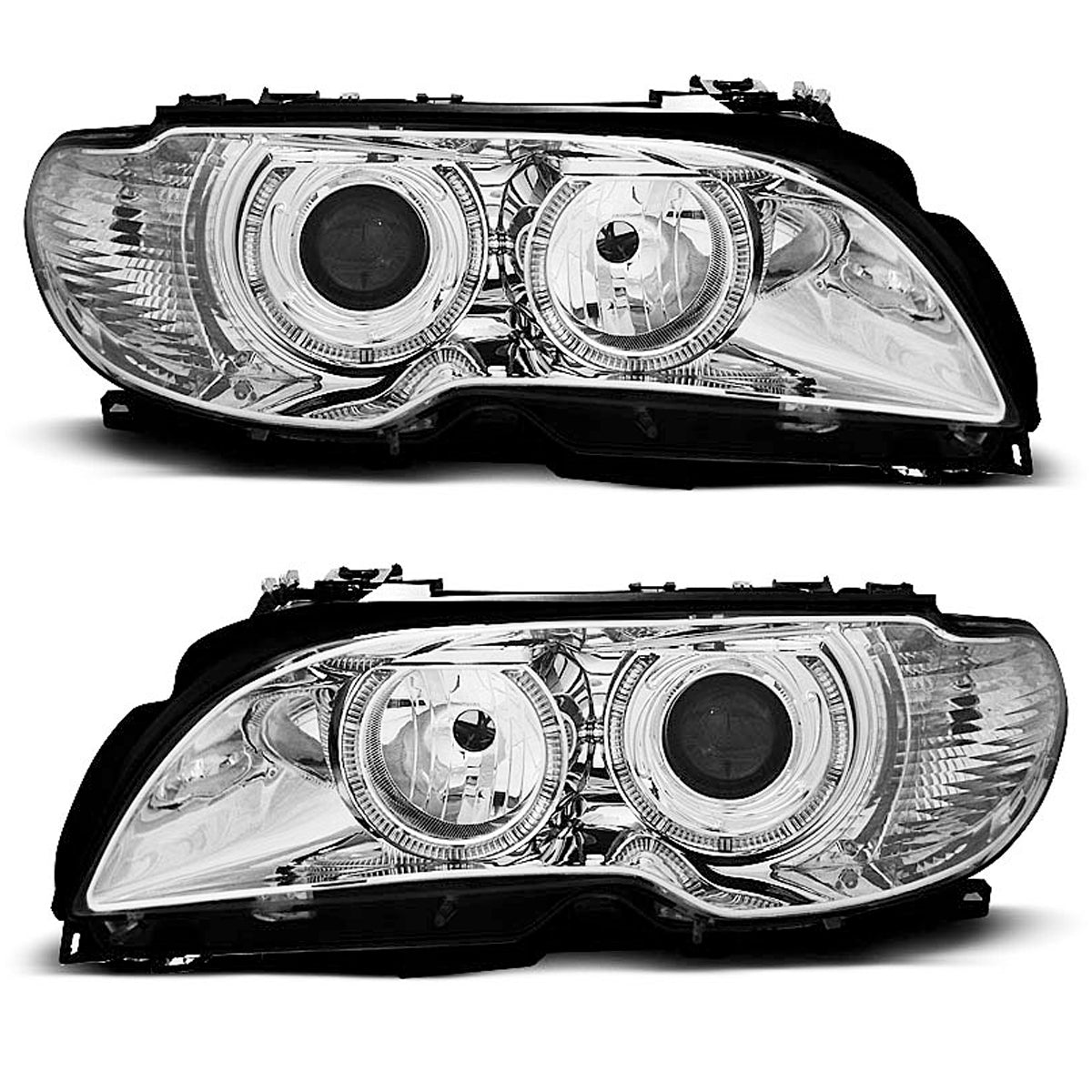 Scheinwerfer Angel Eyes Chrom passend für BMW E46 04.03-06 Coupé Cabrio