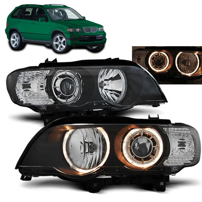 Xenon Scheinwerfer Angel Eyes Schwarz passend für BMW X5 E53 09.99-10.03