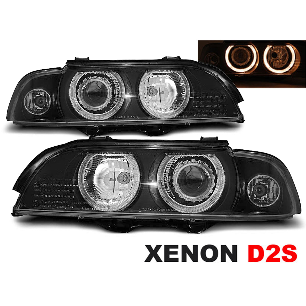 Xenon Scheinwerfer Angel Eyes Schwarz passend für BMW E39 09.95-06.03
