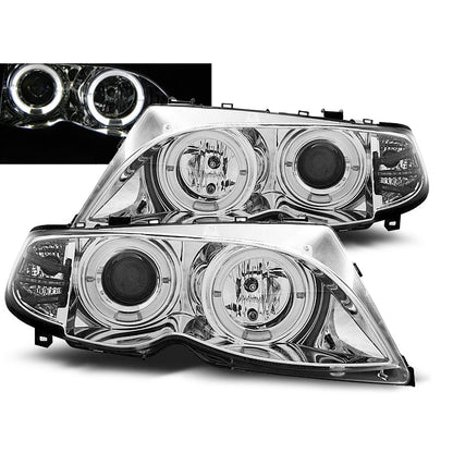 Scheinwerfer Angel Eyes Chrom passend für BMW E46 09.01-03.05