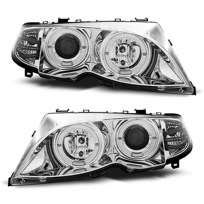 Scheinwerfer Angel Eyes Chrom passend für BMW E46 09.01-03.05