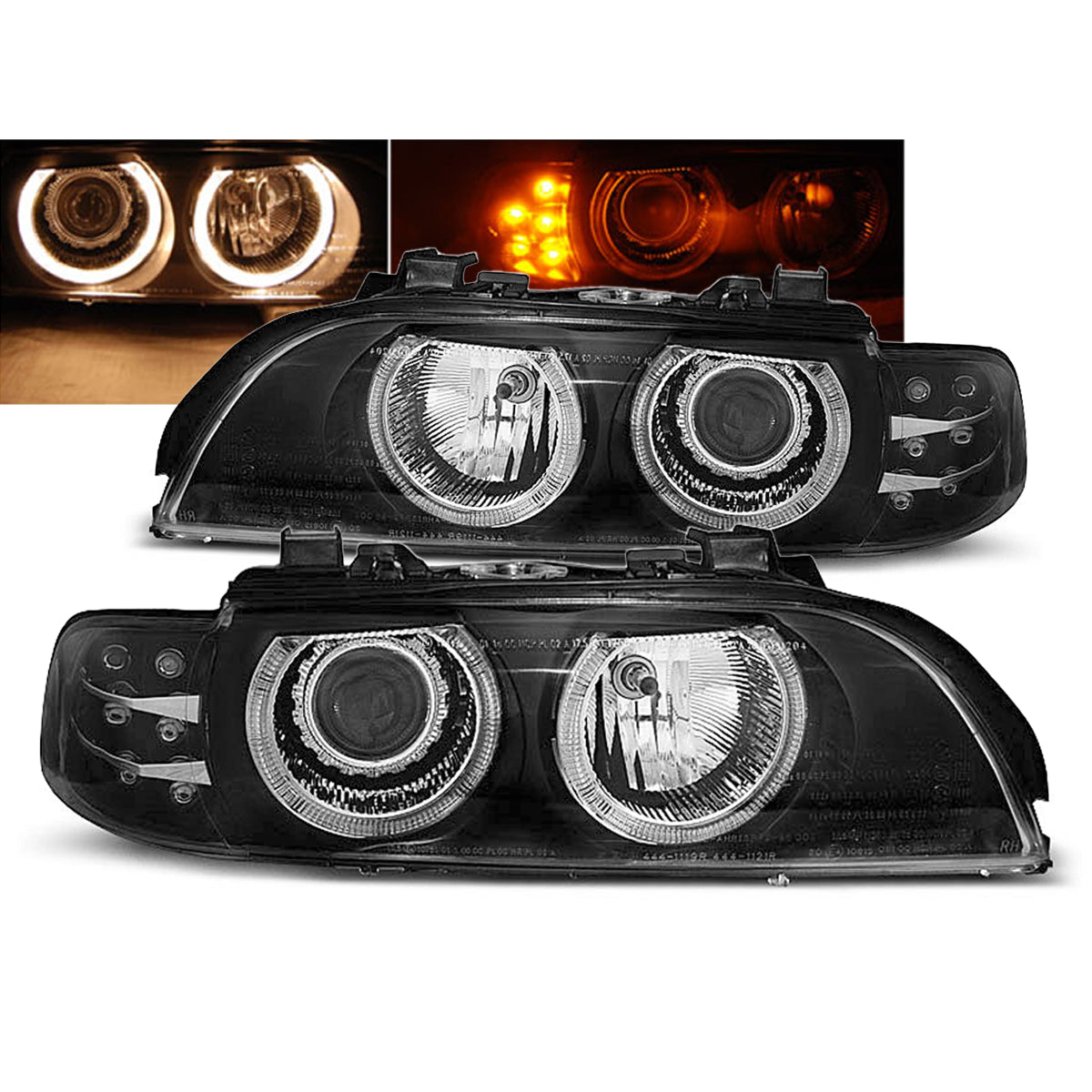 Scheinwerfer Angel Eyes Schwarz mit LED Blinker passend für BMW E39 09.95-06.03