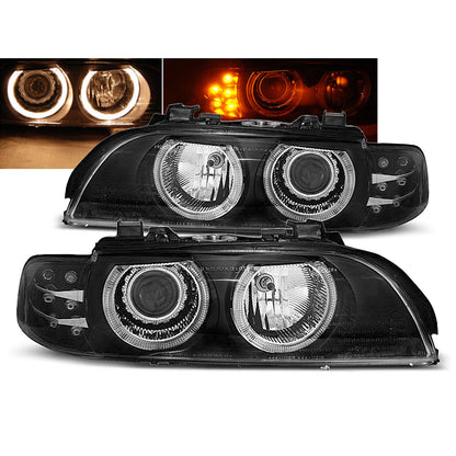 Scheinwerfer Angel Eyes Schwarz mit LED Blinker passend für BMW E39 09.95-06.03