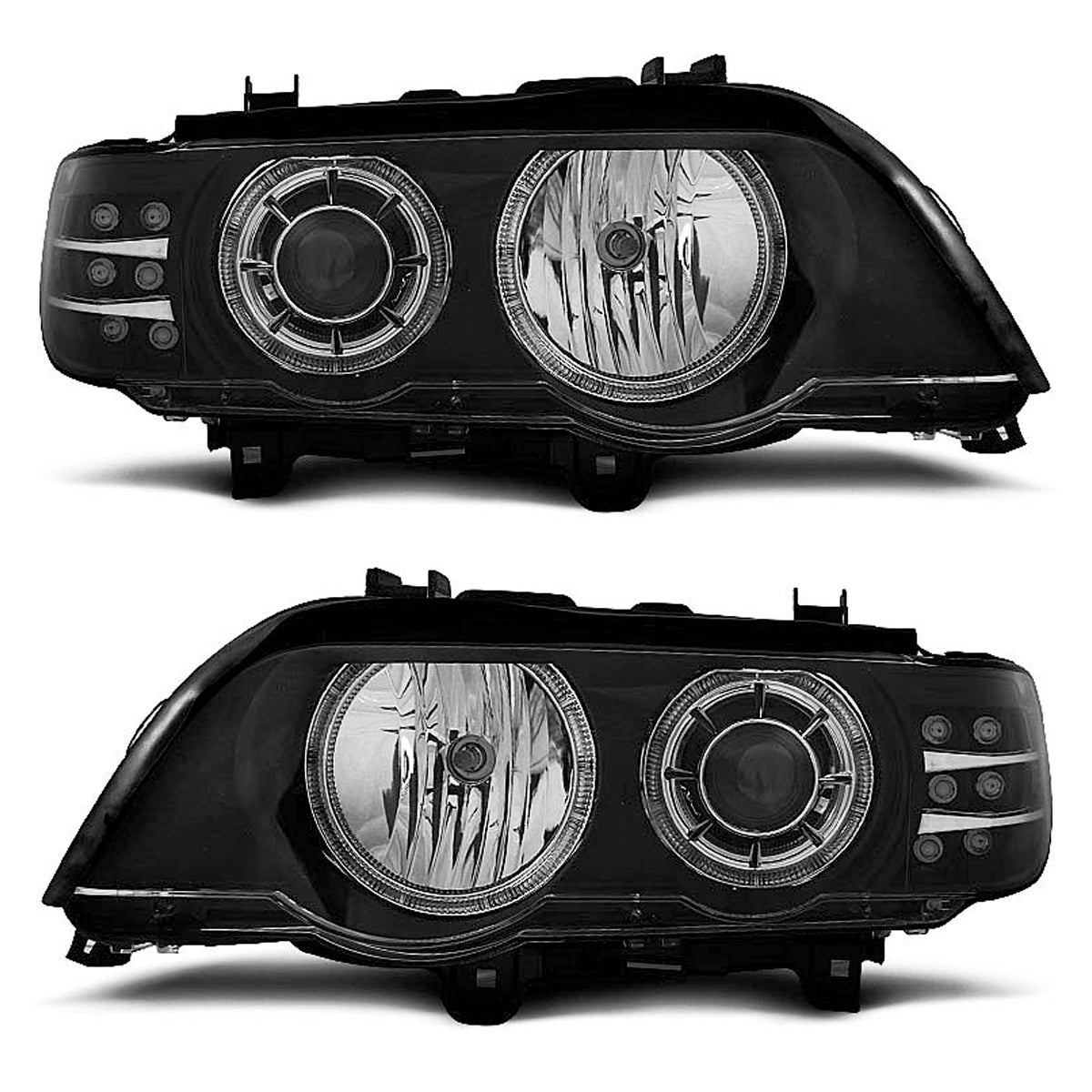 Scheinwerfer Angel Eyes Schwarz LED Blinker passend für BMW X5 E53 09.99-10.03