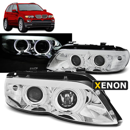 Xenon Scheinwerfer Angel Eyes Chrom passend für BMW X5 E53 11.03-06