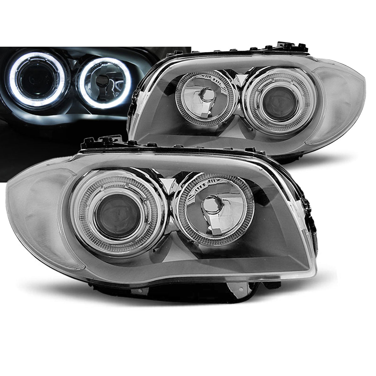 Scheinwerfer Angel Eyes Chrom passend für BMW 1 E87/E81/82/88 04-11