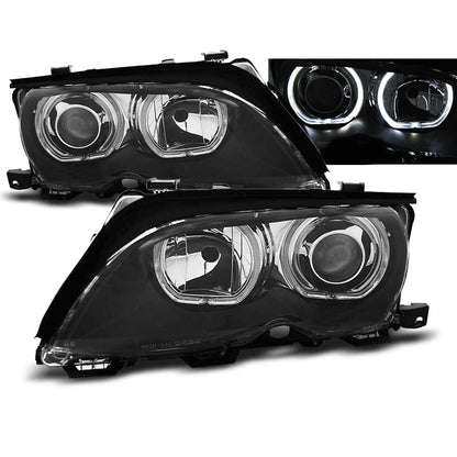 Scheinwerfer Angel Eyes LED Schwarz passend für BMW E46 09.01-03.05