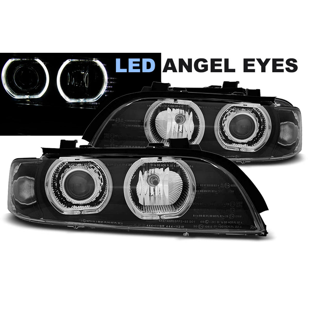 Scheinwerfer Angel Eyes LED Schwarz passend für BMW E39 09.95-06.03