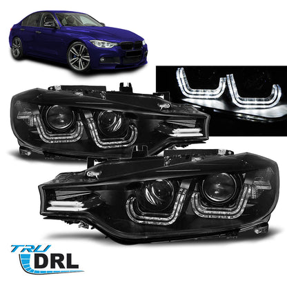 Scheinwerfer U-LED Licht Schwarz passend für BMW F30/F31 10.11 - 05.15