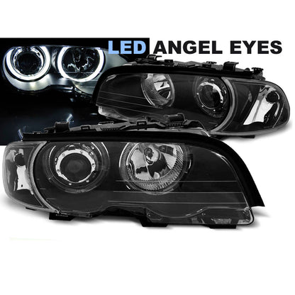 Scheinwerfer Angel Eyes LED Schwarz passend für BMW E46 04.99-03.03 Coupé Cabrio