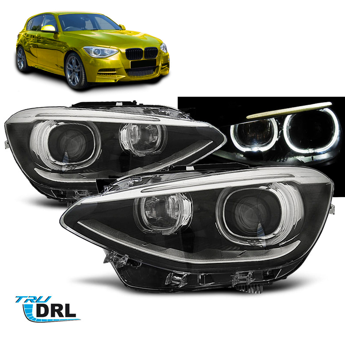 Scheinwerfer True DRL Schwarz passend für BMW F20 / 21 11-12.14