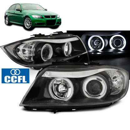 Scheinwerfer Angel Eyes CCFL Schwarz passend für BMW E90/E91 03.05-08.08