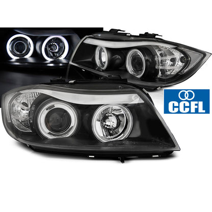 Scheinwerfer Angel Eyes CCFL Schwarz passend für BMW E90/E91 03.05-08.08