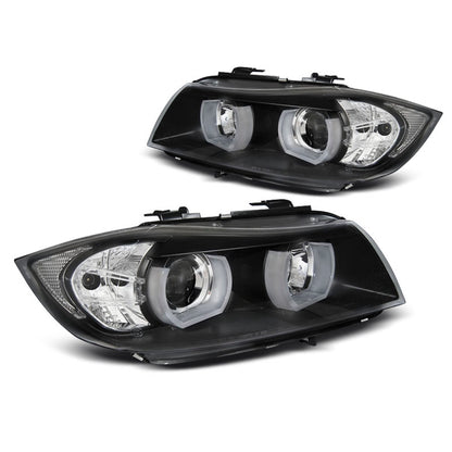 Scheinwerfer U-LED Licht 3D Schwarz passend für BMW E90/E91 03.05-12
