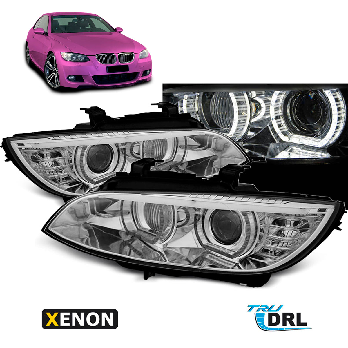 XENON Scheinwerfer Angel Eyes LED Chrom AFS passend für BMW E92/E93 06-10