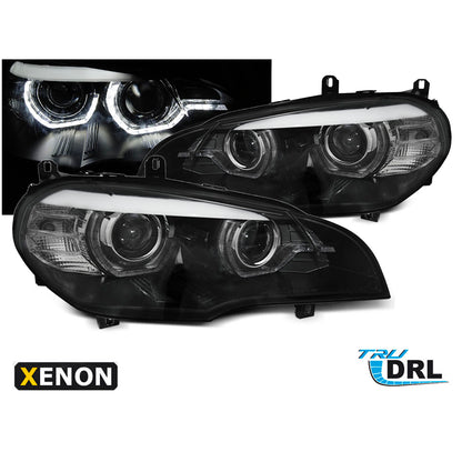 XENON Scheinwerfer Angel Eyes LED Tagfahrlicht Schwarz passend für BMW X5 E70 07-13
