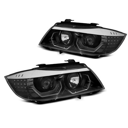 Scheinwerfer Angel Eyes LED 3D Schwarz passend für BMW E90/E91 05-08