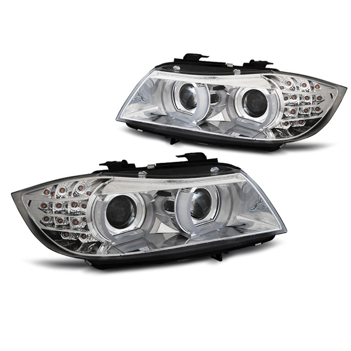XENON Scheinwerfer Angel Eyes LED Tagfahrlicht Chrom passend für BMW E90/E91 09-11