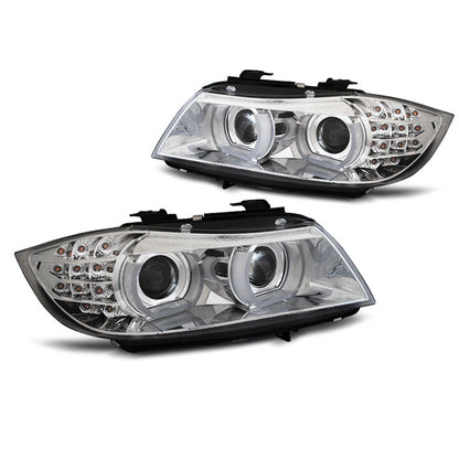 XENON Scheinwerfer Angel Eyes LED Tagfahrlicht Chrom passend für BMW E90/E91 09-11