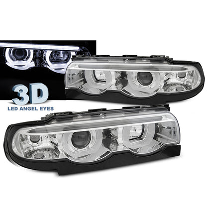 Scheinwerfer Angel Eyes LED 3D Chrom passend für BMW E38 94-01