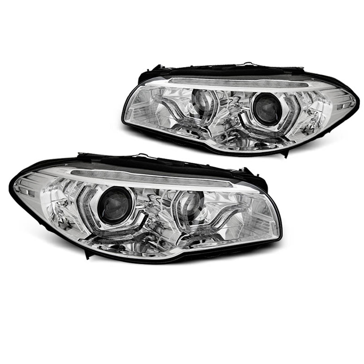 Xenon Scheinwerfer Angel Eyes LED DRL Chrom SEQ passend für BMW F10/F11 10-13