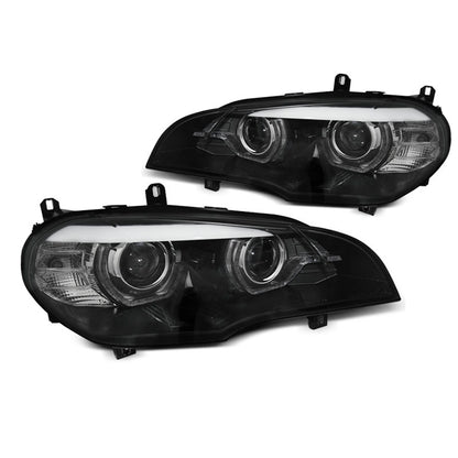 LED Scheinwerfer Angel Eyes LED DRL Schwarz AFS passend für BMW X5 E70 07-13 (Xenon OEM)