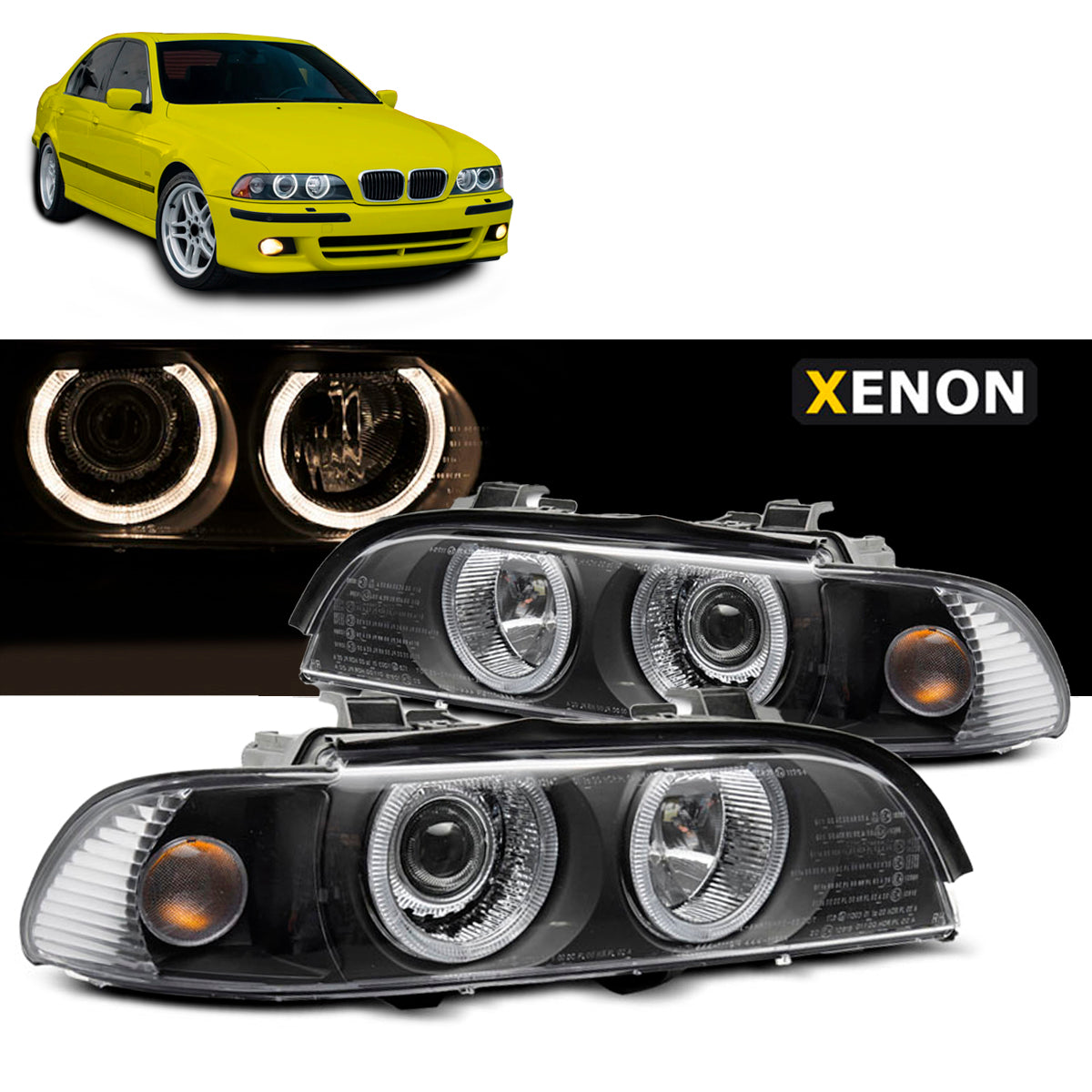 Xenon Scheinwerfer Angel Eyes Schwarz passend für BMW E39 LCI 00-03