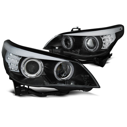 XENON D1S Scheinwerfer Angel Eyes Schwarz LED Blinker passend für BMW E60/E61 05-07