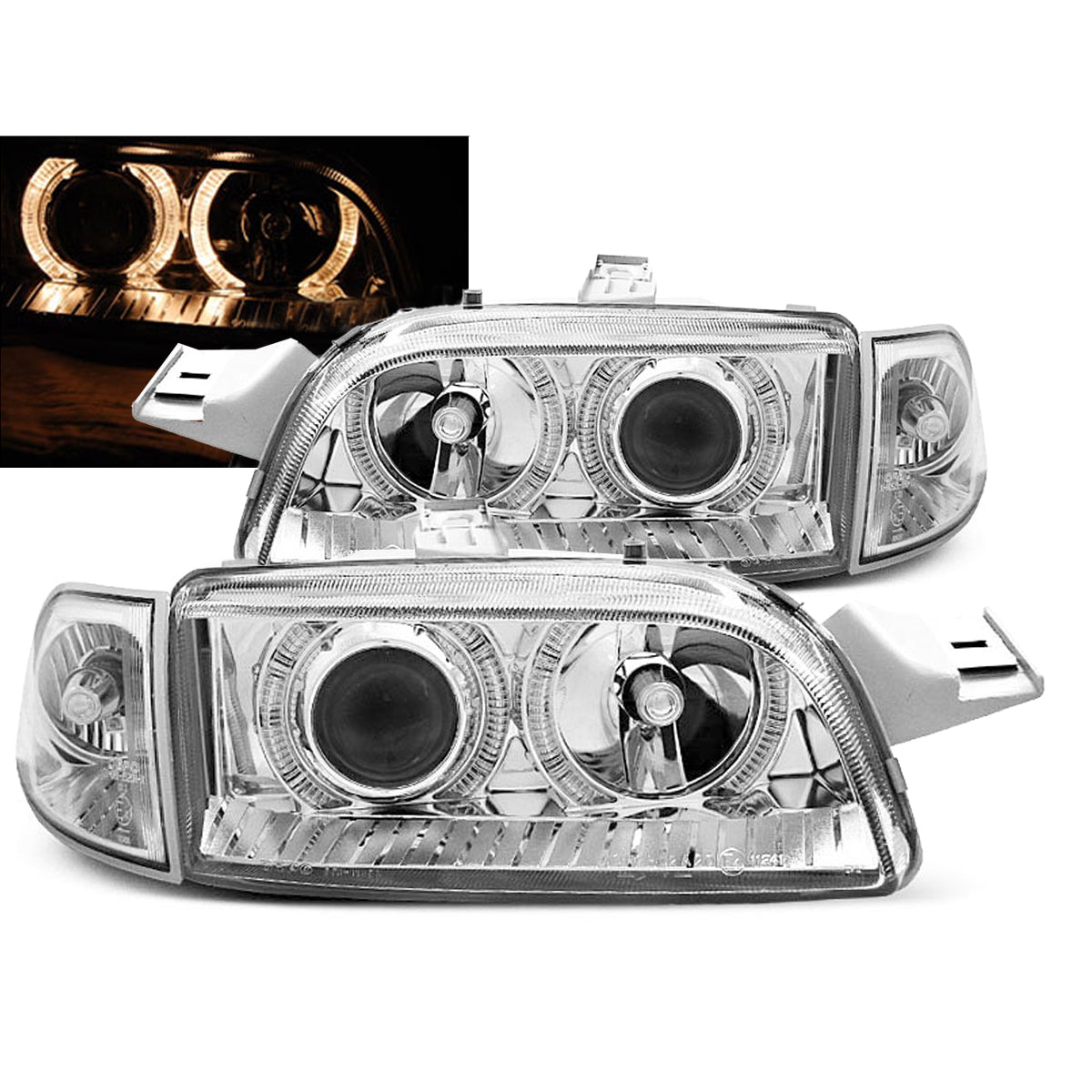 Scheinwerfer Fiat Punto 1 11.93-09.99 Angel Eyes Chrom