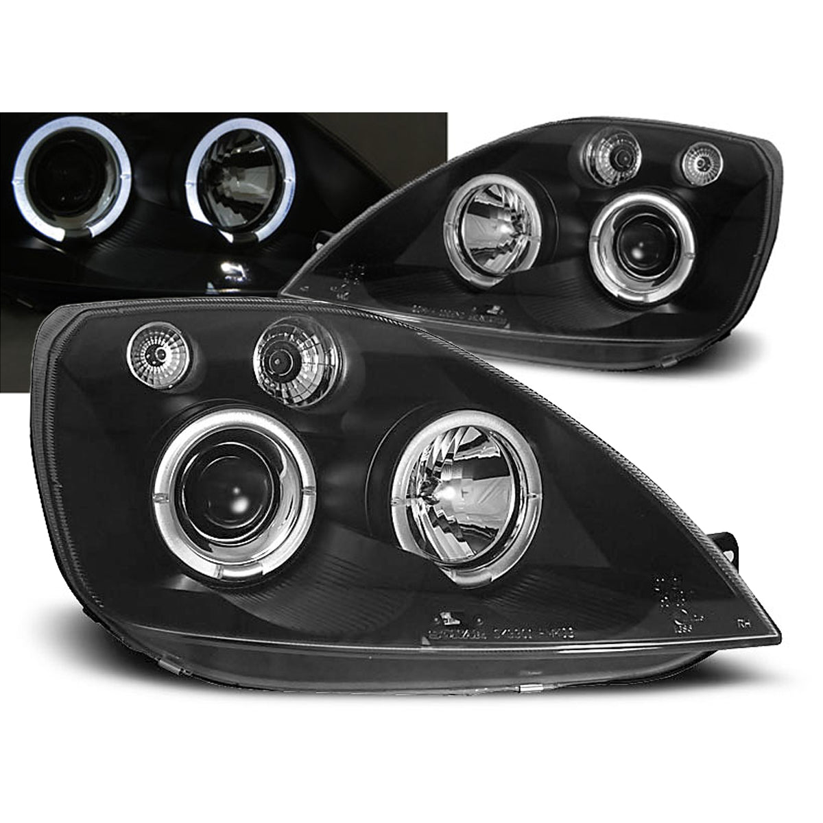 Scheinwerfer passend für Ford Fiesta MK6 05.02-08.05 Angel Eyes Schwarz