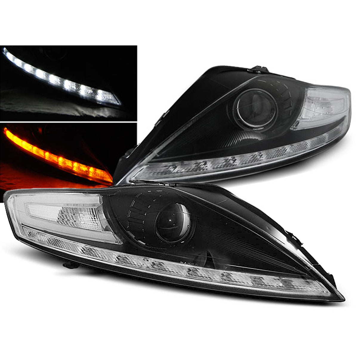 Scheinwerfer passend für Ford Mondeo 07.07-11.10 Tagfahrlicht Schwarz LED Blinker