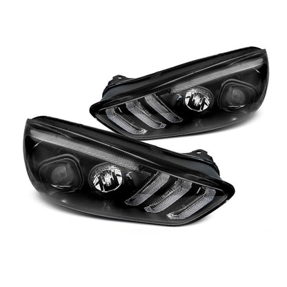 Scheinwerfer passend für Ford Focus MK3 15-18 Schwarz Tagfahrlicht LED sequenzieller Blinker