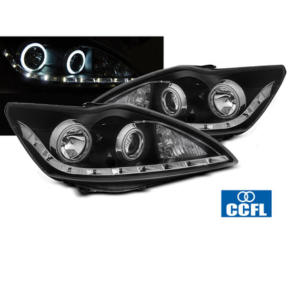 Scheinwerfer passend für Ford Focus II 02.08-10 Angel Eyes CCFL Schwarz