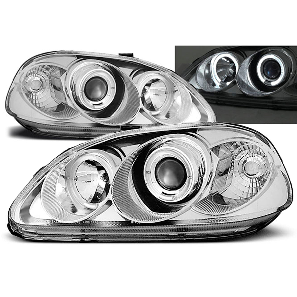 Scheinwerfer passend für Honda Civic 09.95-02.99 Angel Eyes Chrom