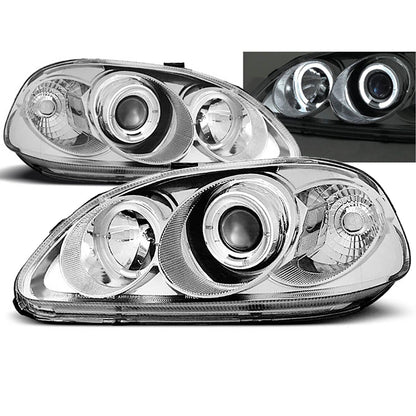 Scheinwerfer passend für Honda Civic 03.99-02.01 Angel Eyes Chrom