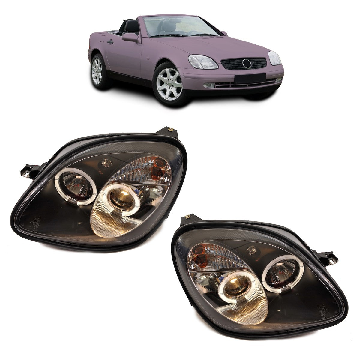 Scheinwerfer Halogen Schwarz passend für Mercedes SLK (R170) 1996-2004