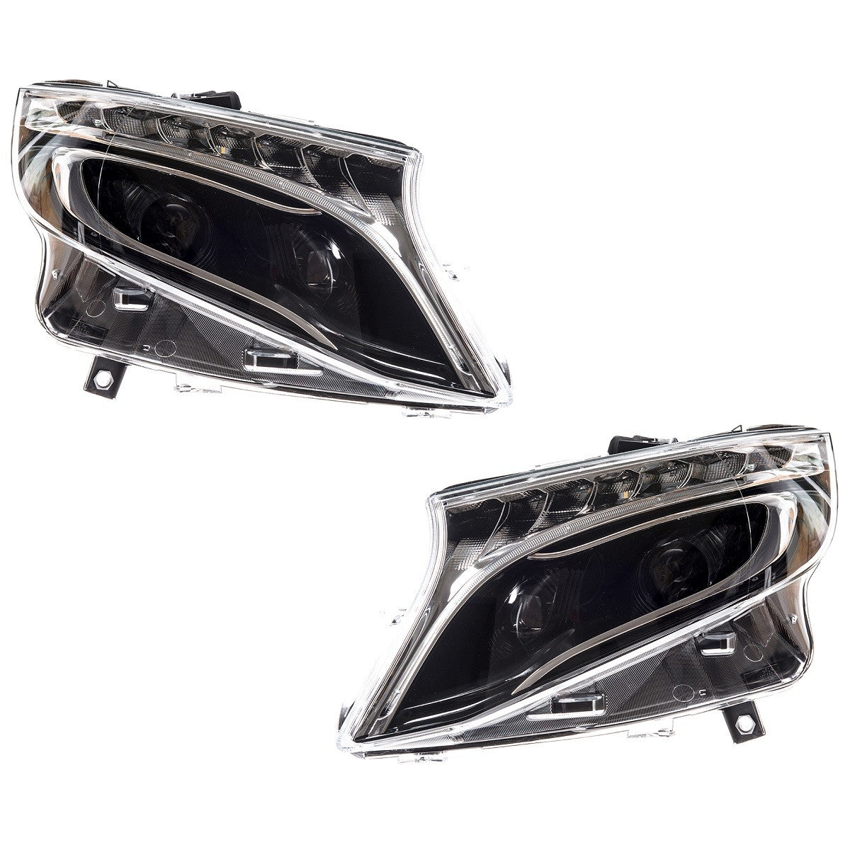 Schwarzes Scheinwerfer-Set passend für Mercedes V-Klasse W447 2016-2023