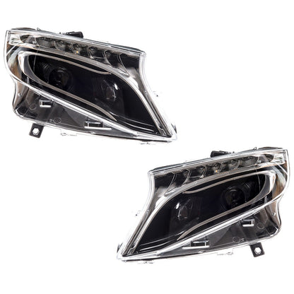 Schwarzes Scheinwerfer-Set passend für Mercedes V-Klasse W447 2016-2023