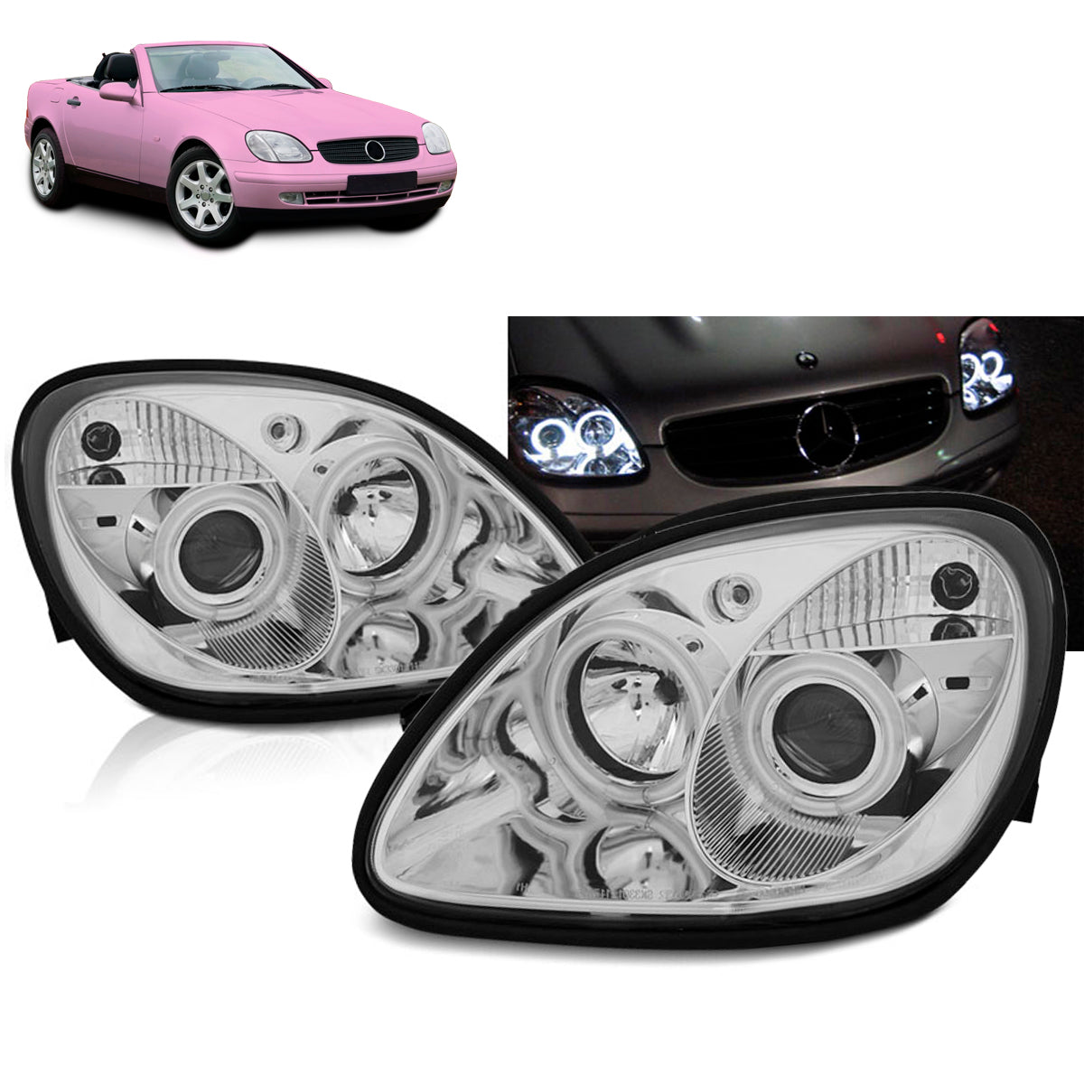 Scheinwerfer Angel Eyes Chrom passend für Mercedes R170 SLK 04.96-04
