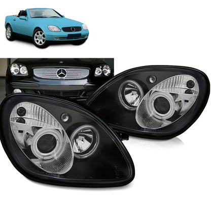Scheinwerfer Angel Eyes Schwarz passend für Mercedes R170 SLK 04.96-04