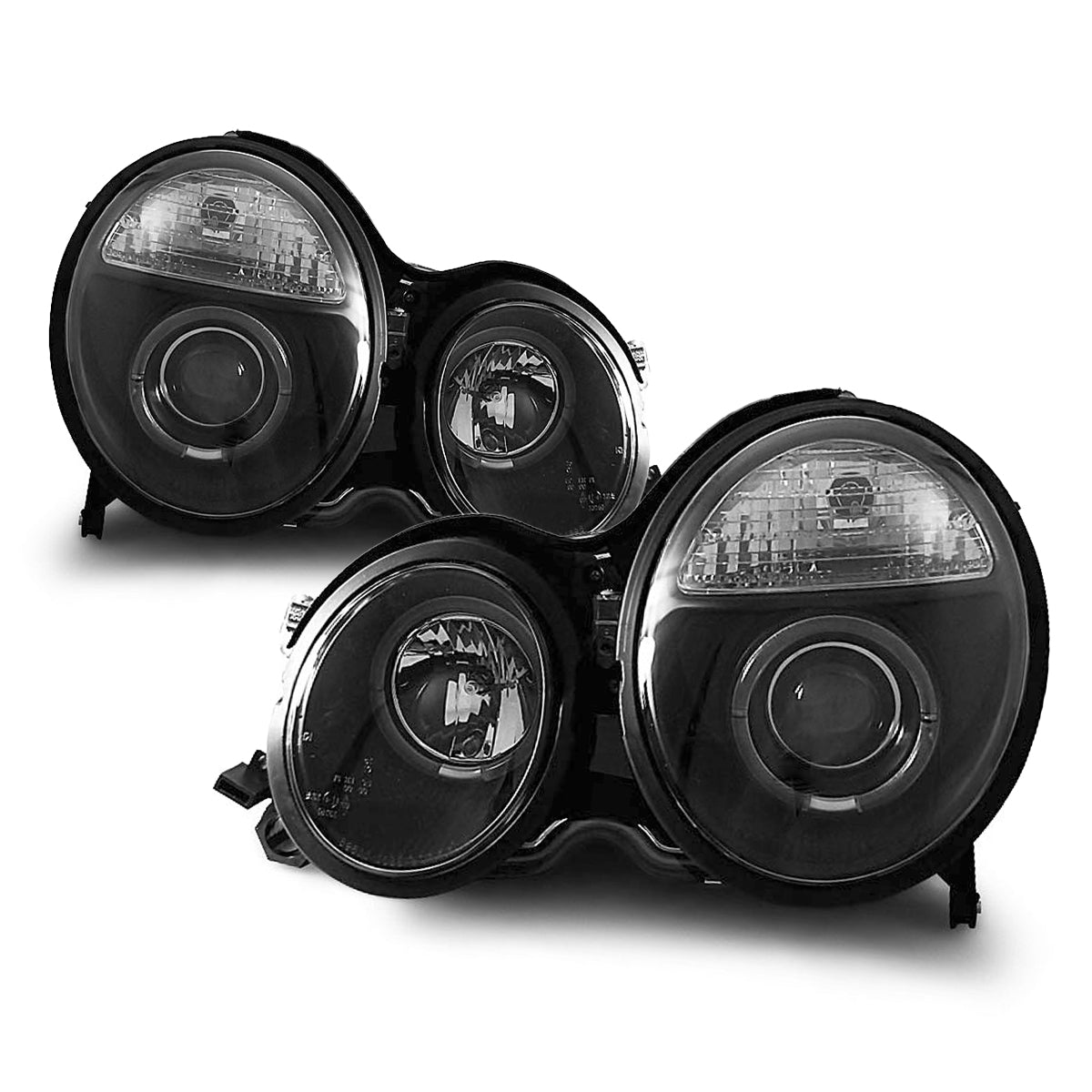 Scheinwerfer Angel Eyes Schwarz passend für Mercedes W210 E-Klasse 06.99-02