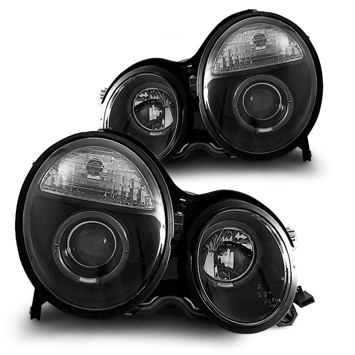 Scheinwerfer Angel Eyes Schwarz passend für Mercedes W210 E-Klasse 06.99-02