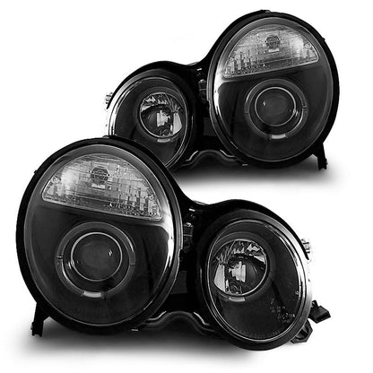 Scheinwerfer Angel Eyes Schwarz passend für Mercedes W210 E-Klasse 06.99-02