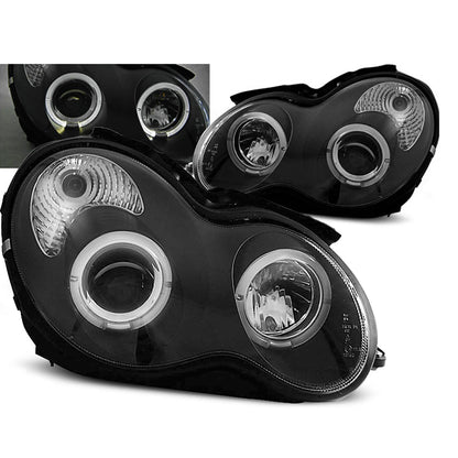 Scheinwerfer Angel Eyes Schwarz passend für Mercedes W203 C-Klasse 07.00-03.04