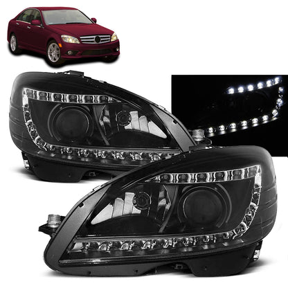 Scheinwerfer Daylight Schwarz passend für Mercedes W204 07-10