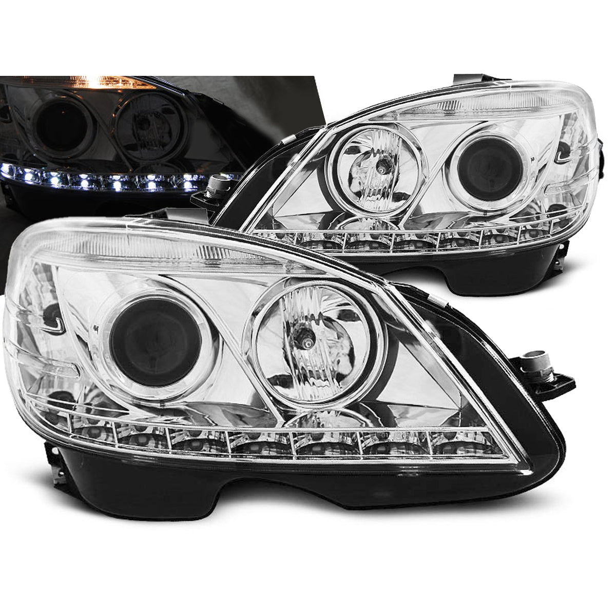 Scheinwerfer Daylight Chrom passend für Mercedes W204 07-10